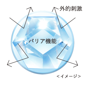 図：バリア機能が外的刺激を跳ね返すイメージ