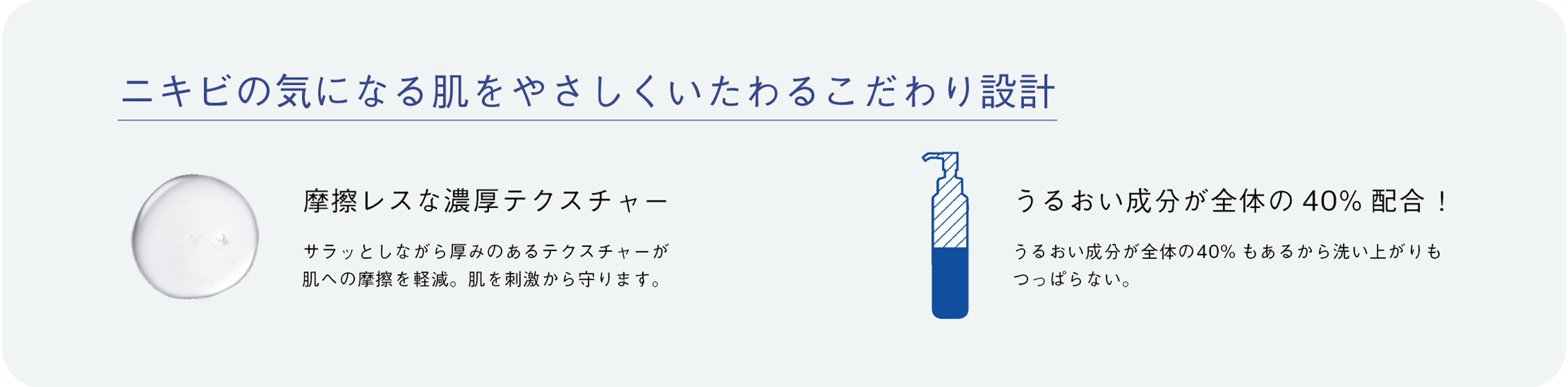 画像：ニキビの気になる肌をやさしくいたわるこだわり設計