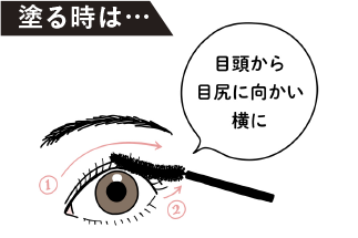 塗る時は… / 目頭から目尻に向かい横に